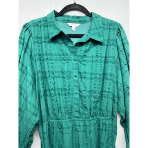 Lauren Conrad Puff Sleeve 1/2 Button Plaid Dress Womens XXL Brunch Party Event thumbnail 4