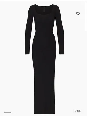 SKIMS Soft Lounge Long Sleeve Ribbed Maxi Dress Black‎ Onyx thumbnail 2