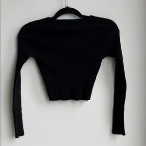 Princess Polly Black Ribbed Knit Crop Top Size 2 thumbnail 5