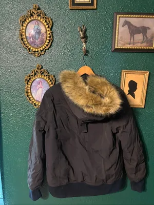 L.L.Bean Women’s Down Bomber Jacket / Flight Jacket with Faux Fur Hood – Medium thumbnail 3