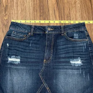 Wax Jean Denim Distressed Mini Skirt Size Large thumbnail 8