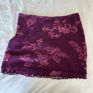 NEW FP Poppy Floral Mesh Knit Mini Skirt Layered Plum thumbnail 7