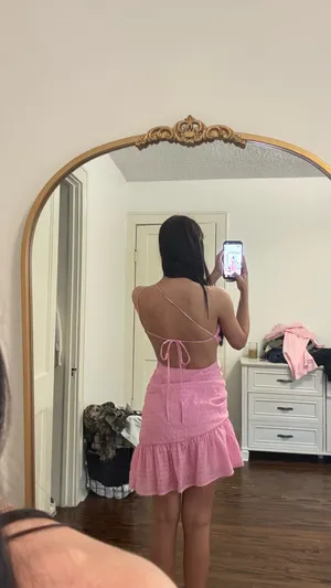 Asymmetrical Mini dress Pink Size XS thumbnail 4
