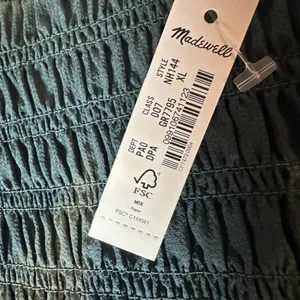 MADEWELL Womens Size-XL Lucie Bubble‎ Sleeve Smocked Top Dark Green $88 thumbnail 8