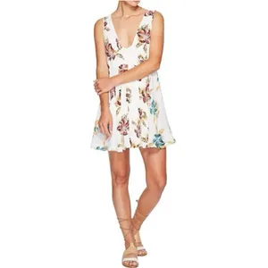 Free People Thought I Was‎ Dreamin Plunging V-Neck Floral Mini Dress Size Small thumbnail 7