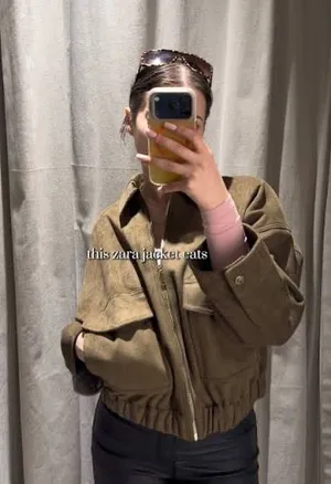 Zara Brown Tan Suede Faux Leather Bomber Jacket Outerwear thumbnail 2