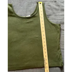 Liz Baker Petite Womens Large Tank Top Olive Green Scoop Neck Cotton Lycra thumbnail 3