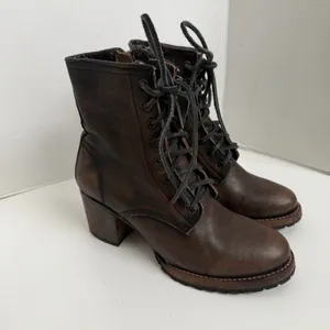 Freebird Cavalier Boots Combat Leather Lace Up Lugged Boho Western Brown Green thumbnail 2