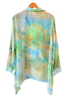 CHICO’S Multi Color Paisley Button Down High Low Hem Blouse Size 3 / XL thumbnail 3
