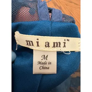 Miami Swiss Dot Mesh Babydoll Dress Womens Medium Teal Tiered Sleeveless Boho thumbnail 5
