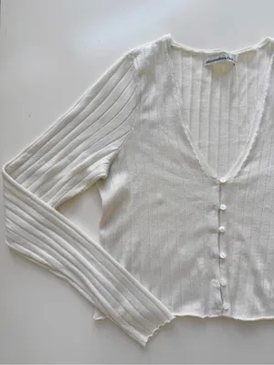 Abercrombie & Fitch Cream Ribbed Cardigan and Cropped Camisole Set Size Medium thumbnail 2