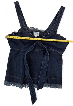 Madewell X Karen Walker Raw-Edged Denim Trianon Top Size 8 thumbnail 10