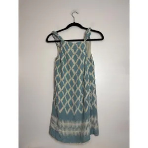 Moulinette Soeurs Anthropologie Blue Ikat Silk Diamond One Shoulder Dress Size 4 thumbnail 3
