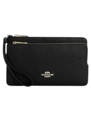 Coach Black Pebble Leather Double Zip Large Wristlet Wallet MSRP $198 NWT thumbnail 4
