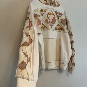 Free People Nordic "It's a Vibe"‎ Hoodie XS cream Aztec Embroidered Oversized thumbnail 3