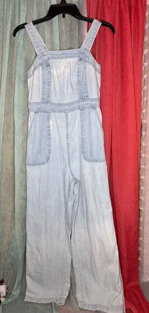 Japna Light Wash Denim Jumpsuit thumbnail 1