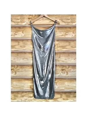 Rare London Urban Outfitters backless metallic formal dress size M thumbnail 4