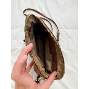 Michael Kors Brown Saffiano Leather Dome Crossbody Bag Chain Strap thumbnail 4