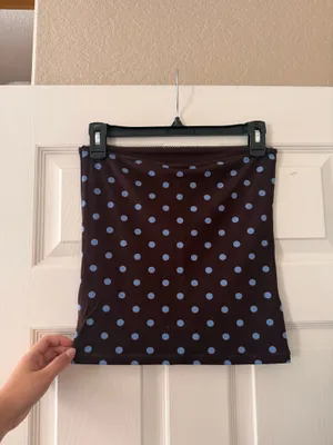 BNWT Zara Brown & Blue Polka Strapless Tube Top thumbnail 7