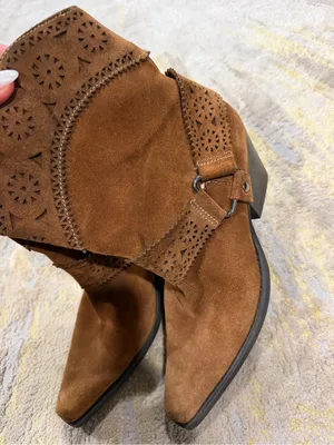 Me Too Vintage Brown Suede Western Ankle Boots Size 6.5 Pointed Toe Boho thumbnail 7