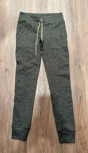 Aerie Chill Play Move Joggers Womens Medium Long Olive Green Heathered Pockets thumbnail 1