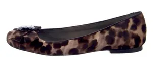 Stuart Weitzman Leopard Calf Hair Gemstone Bow Ballet Flats Brown Black 6.5M thumbnail 1