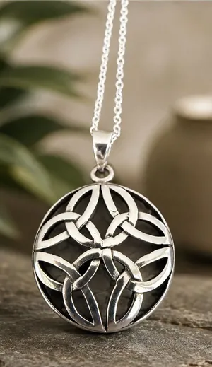 Vintage Sterling Silver Celtic Knot Pendant w/ New Sterling Plate Chain thumbnail 1