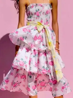 LoveShackFancy x Target Elise Floral Smocked Tiered Midi Dress XL thumbnail 1