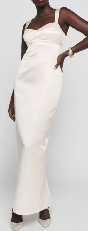 NEW REFORMATION Willy satin cream sleeveless gown Sz 8 thumbnail 1