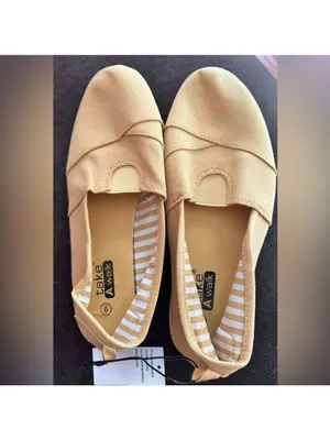 Take a Walk Espadrille Loafers Mustard Canvas Slip on Flat Shoes thumbnail 5