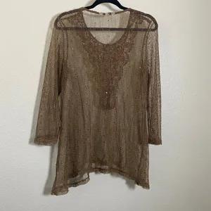 Brown Mesh Top Large Forest Fairy Goblincore‎ Fairycore Sequin Bohemian Boho thumbnail 2