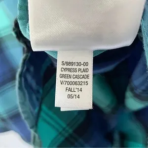 Gap Plaid Lived-In Cotton Long Sleeve Button Down Shirt Blue Aqua Size XL thumbnail 14