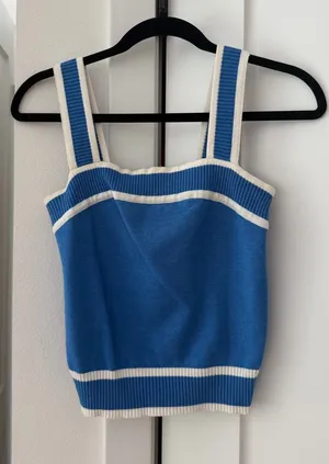 Blue Contrast Trim Knit Tank Top thumbnail 1