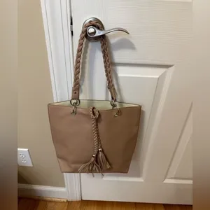 Taupe Faux leather tote thumbnail 2