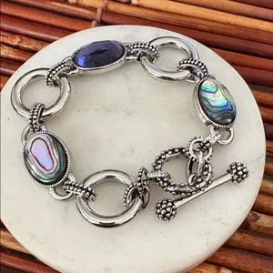Lia Sophia Silver Bracelet with Multicolor Accents Toggle Clasp 7”- 8.5” thumbnail 2