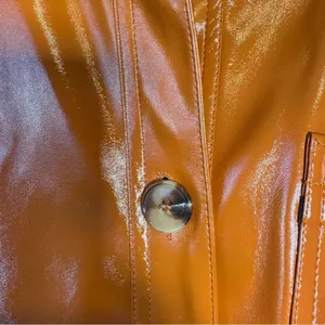 Topshop Brown Faux Patent Leather Trench Coat Jacket Womens 8 Preppy Fall Classy thumbnail 9