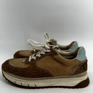 Madewell Kickoff Trainers Calf Hair Nubuck Leather Lace Up Spot Dot Tan W8 M6.5 thumbnail 4