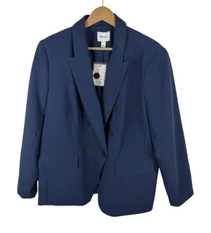 NWT Nine West Blue Double Breasted Blazer Size XXL Notched Lapel Jacket Office thumbnail 1