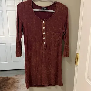 $48 NWOT Rustic POL Acid Wash Henley Tunic – Size Small thumbnail 5