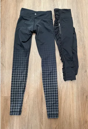 Lululemon Houndstooth Align Leggings Black Gray Women's Size 2 Athleisure‎ thumbnail 1