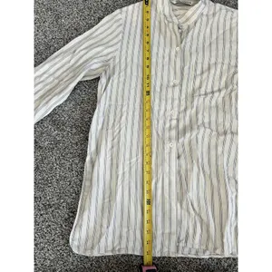 Zara Tan striped button-up long sleeve shirt M thumbnail 4