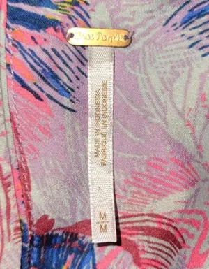 Free People Size MED Purple Tropical Daydream Mini Dress Feather Peacock Print thumbnail 7