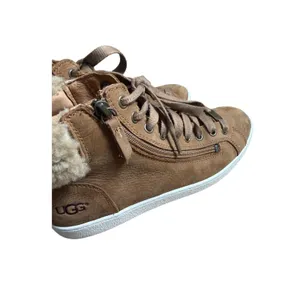 UGG Shearling Trim Cozy Comfort Winter Size Zip Chestnut Suede Fleece Cuff Sz 9 thumbnail 5