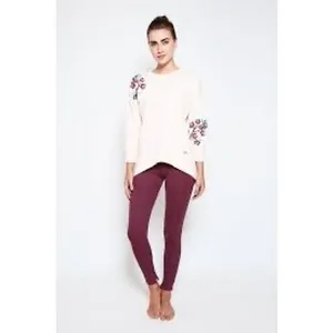 Satva Movement Sarana Embroidered‎ Blossom Sweatshirt Women's Medium Blush Yoga thumbnail 4