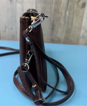 Brown Crossbody w/3 Sections w/Wristlet Handle & 23” Strap 8-1/2”x6”x3”Crossbody thumbnail 6