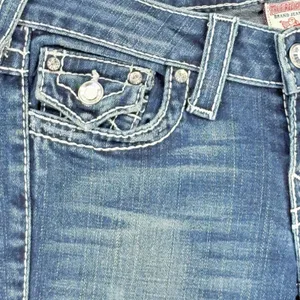 True Religion Disco Joey Big T Jeans Womens 26 Blue Flare Crystal‎ Embellish Y2K thumbnail 5
