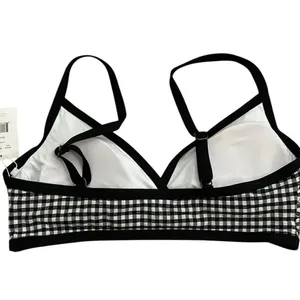 NWT Andie Swim The Cove Bikini Top Checkered Print Removable Cups L Black White thumbnail 10