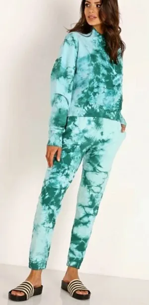 Frankie's Bikinis Aiden‎ Sweatpants Emerald Tie Dye Green Size Small thumbnail 1