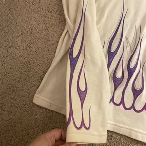 Harley Davidson Purple Glitter Flame Top Long Sleeve XL thumbnail 6