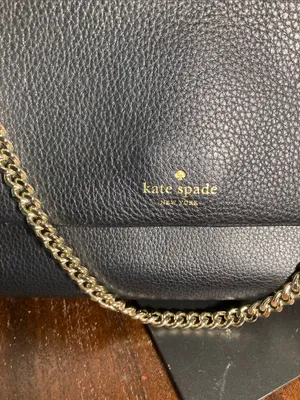 kate spade Black Pebbled Leather Crossbody with Gold Chain Leila SHOULDERBAG thumbnail 3